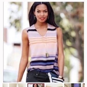 Cabi Underline V-neck stripes sheer top size M